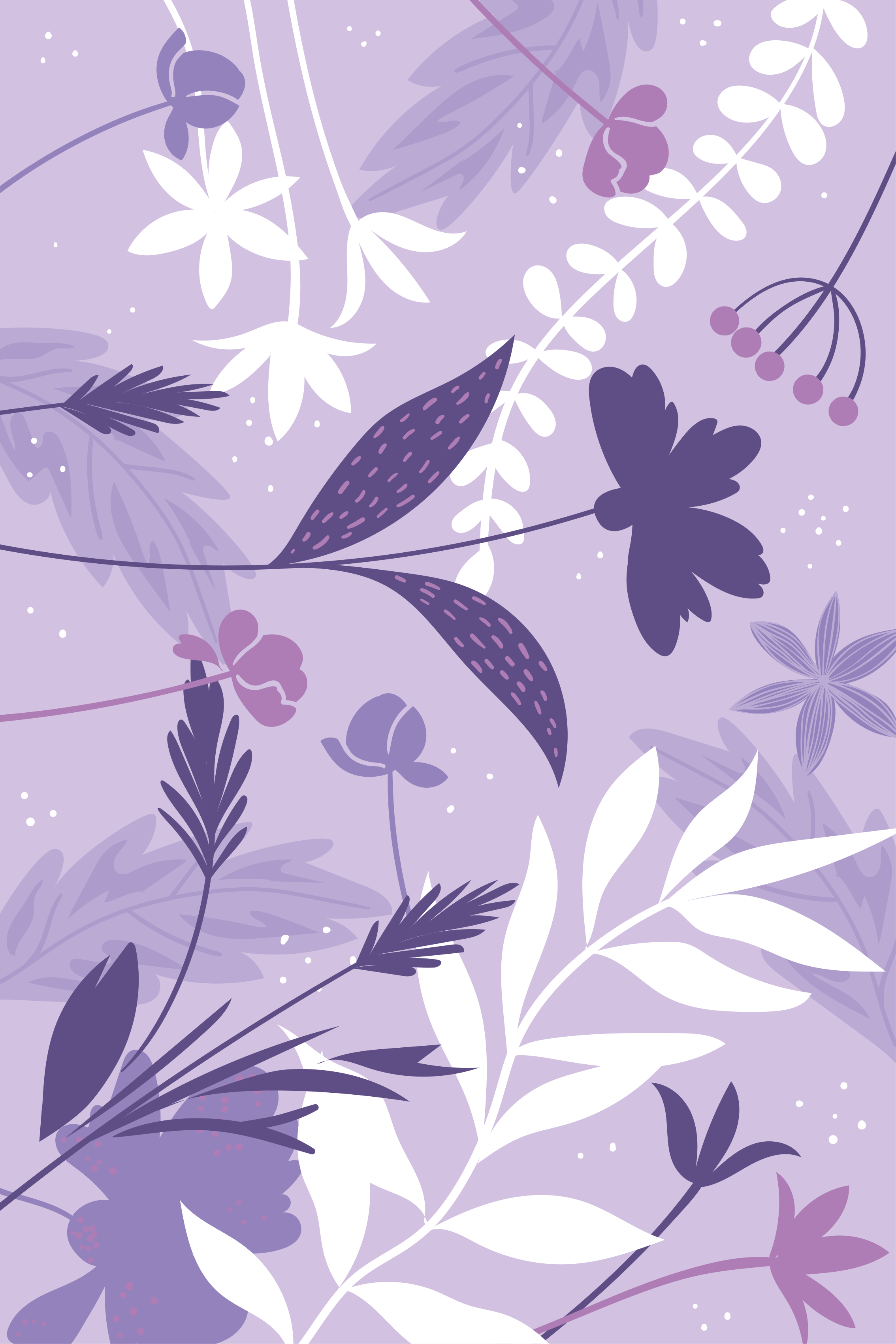 Planten poster paarse bloemen - TenStickers