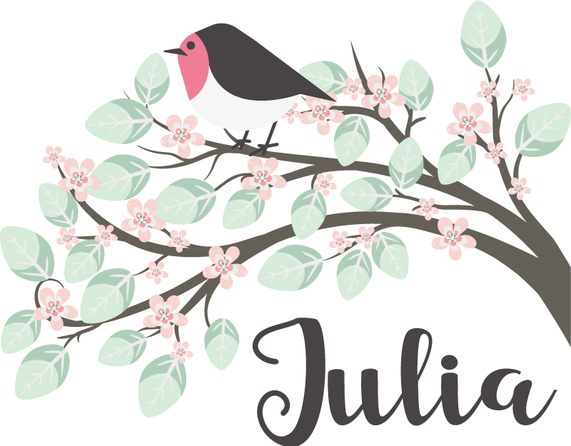 Bomen poster met personaliseerbare vogel voor kinderen - TenStickers