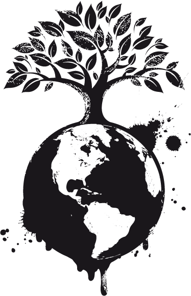 Bomen poster decoratieve globe en boom - TenStickers