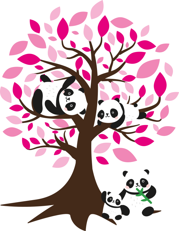 Bomen poster met panda kindermuurstickers - TenStickers
