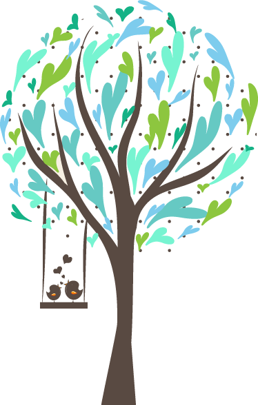 Bomen poster met schommelende vogels voor kinderen - TenStickers