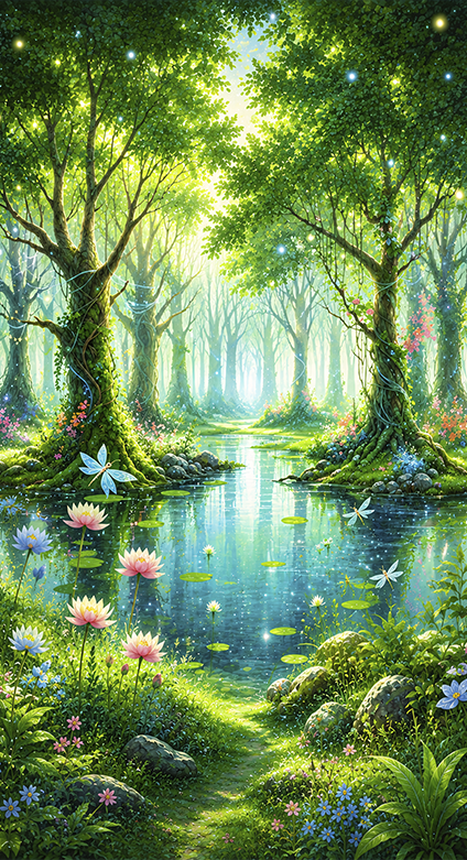 Bomen poster sprookjesachtige muurschildering - TenStickers
