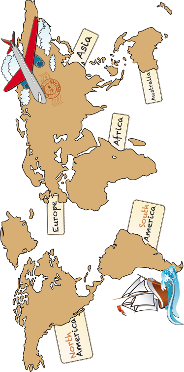 Wereldkaart poster vinyl wereldkaart continenten engels - TenStickers