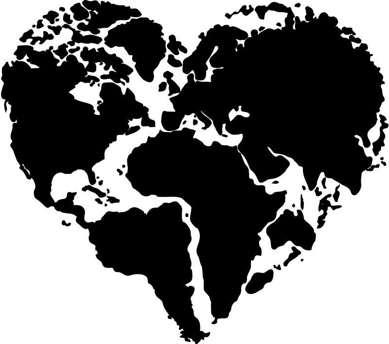 Wereldkaart poster hartvormige sticker - TenStickers