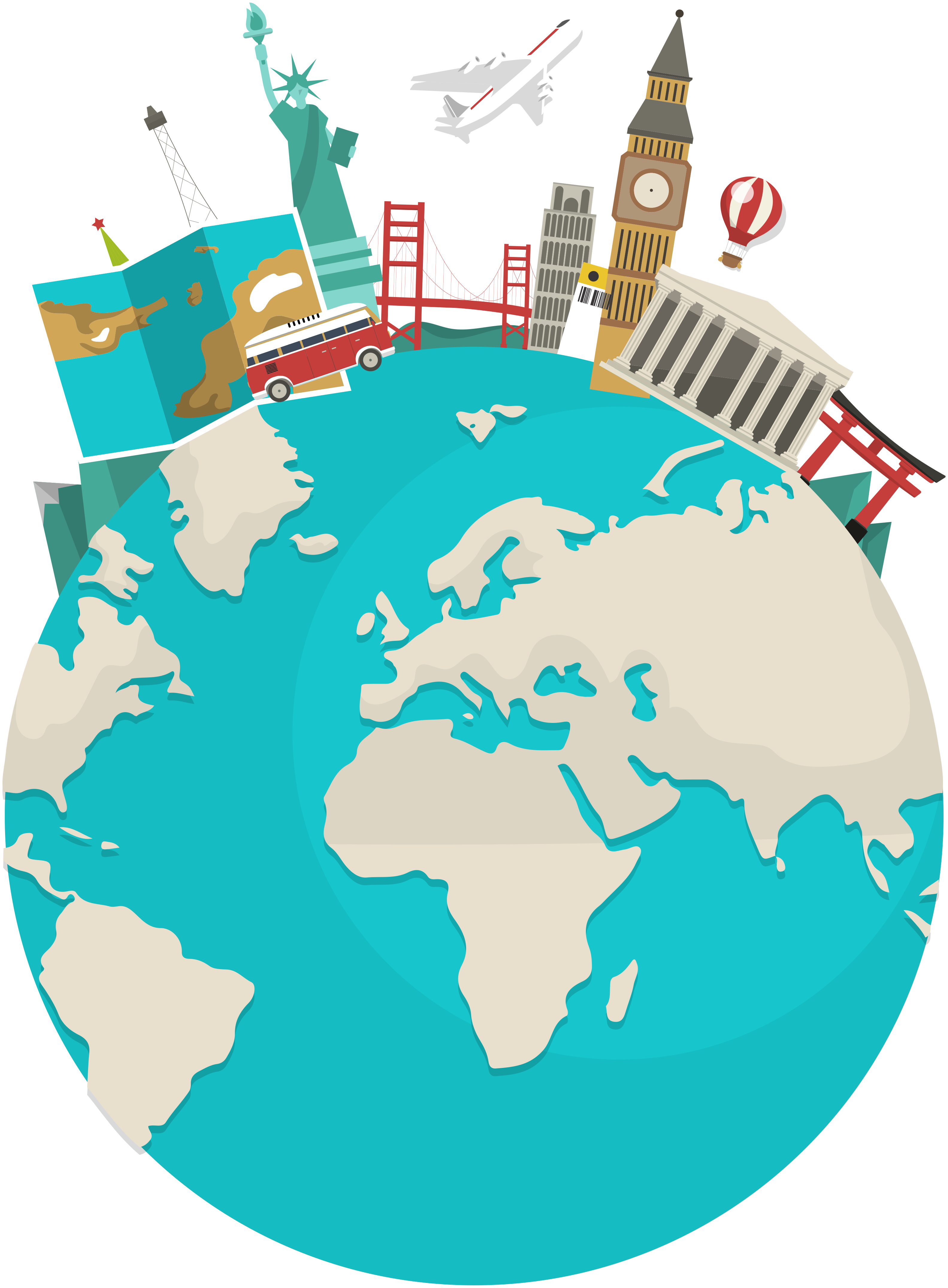 Wereldkaart poster wereldtoerisme kaart - TenStickers