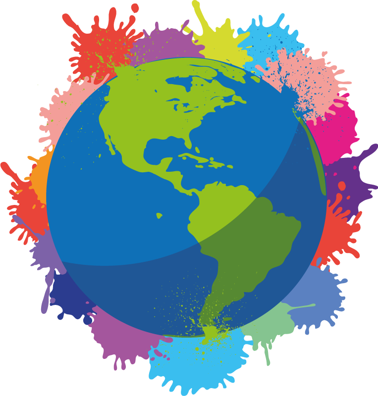 Wereldkaart poster met spetterende kleuren - TenStickers
