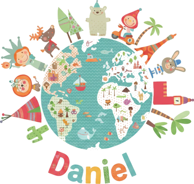 Wereldkaart poster gelukkige wereld - TenStickers