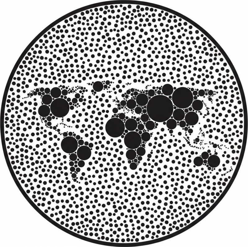 Wereldkaart poster circulair globaal ontwerp - TenStickers