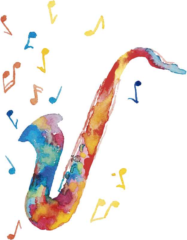 Muziek poster gekleurde saxofoon - TenStickers