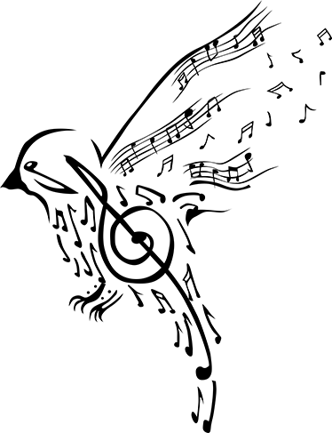Muziek poster decoratieve vogel met noten - TenStickers