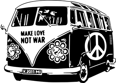 Poster vintage hippie decoratieve vinyl van - TenStickers