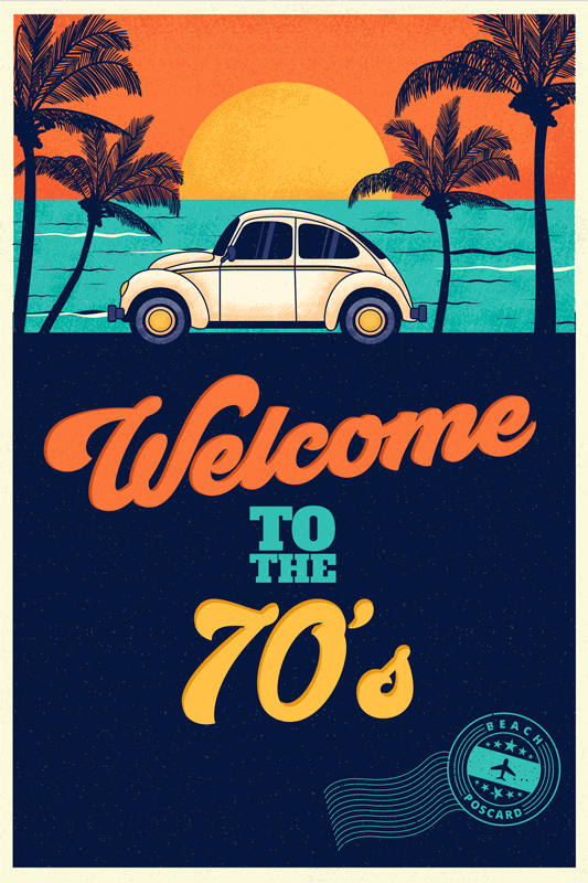 Poster vintage welkom in de jaren 70 sticker - TenStickers