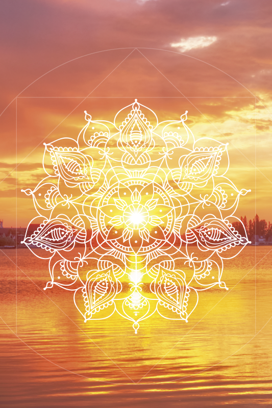 Poster landschap sunfall mandala - TenStickers