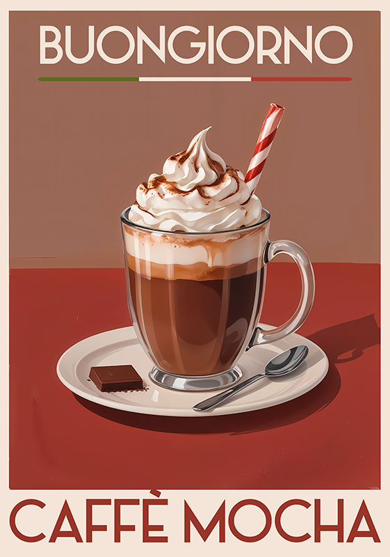 Poster vintage "mocha" koffie - TenStickers
