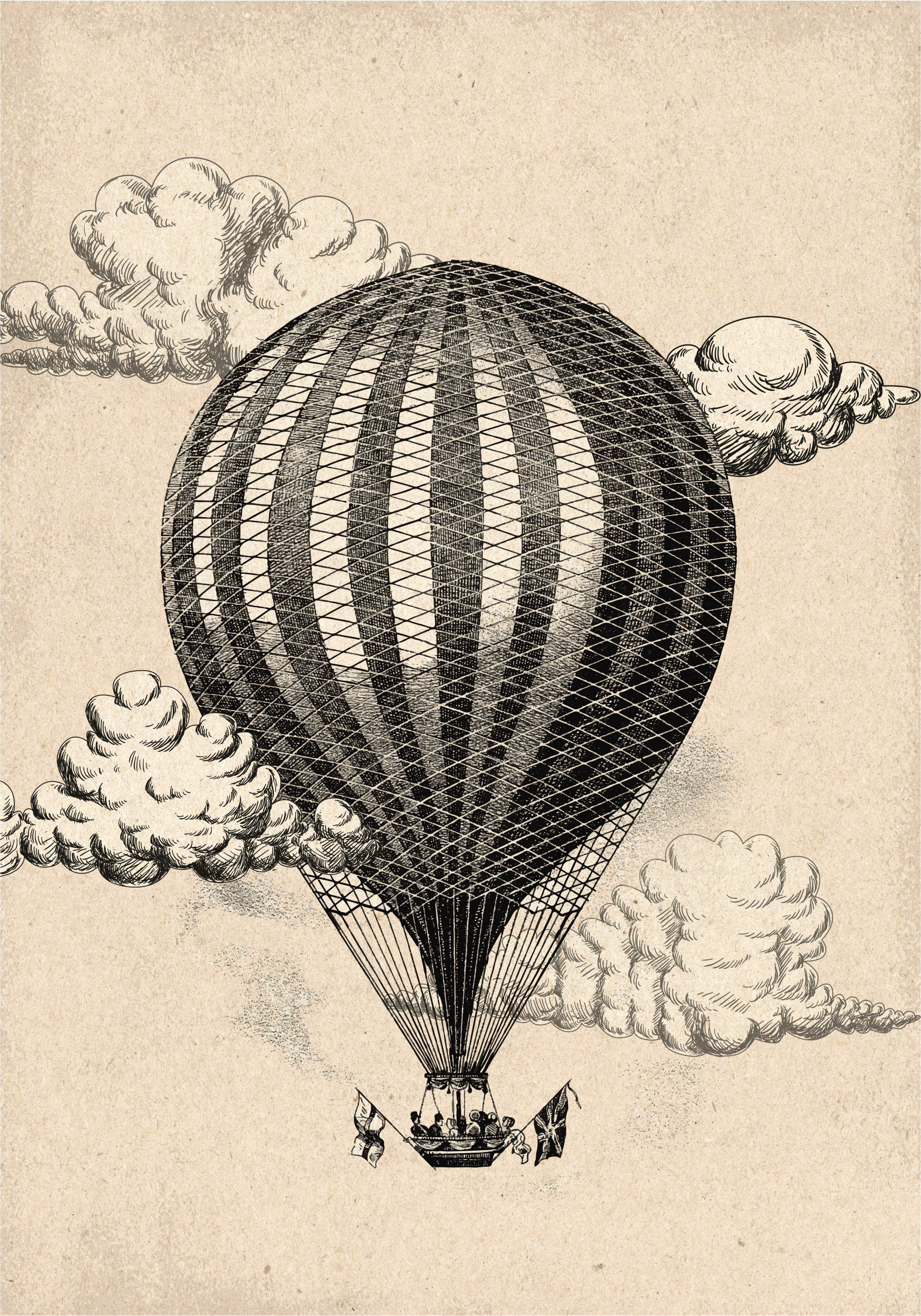 Poster vintage luchtballon vintage - TenStickers