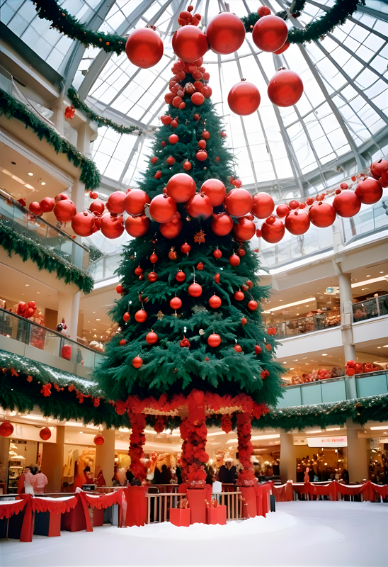 Kerst poster boom in het winkelcentrum - TenStickers