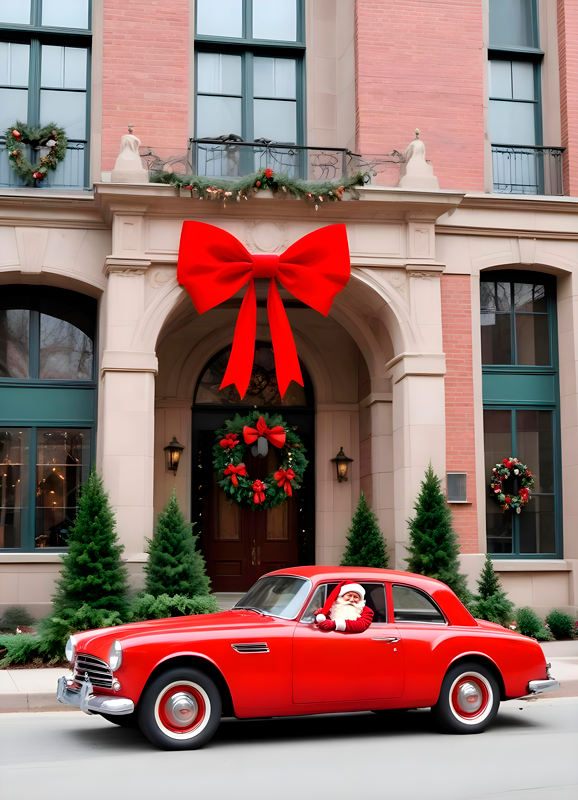 Kerst poster auto in de winter - TenStickers
