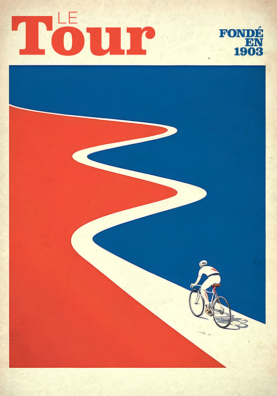 Poster fiets vintage "tour" - TenStickers