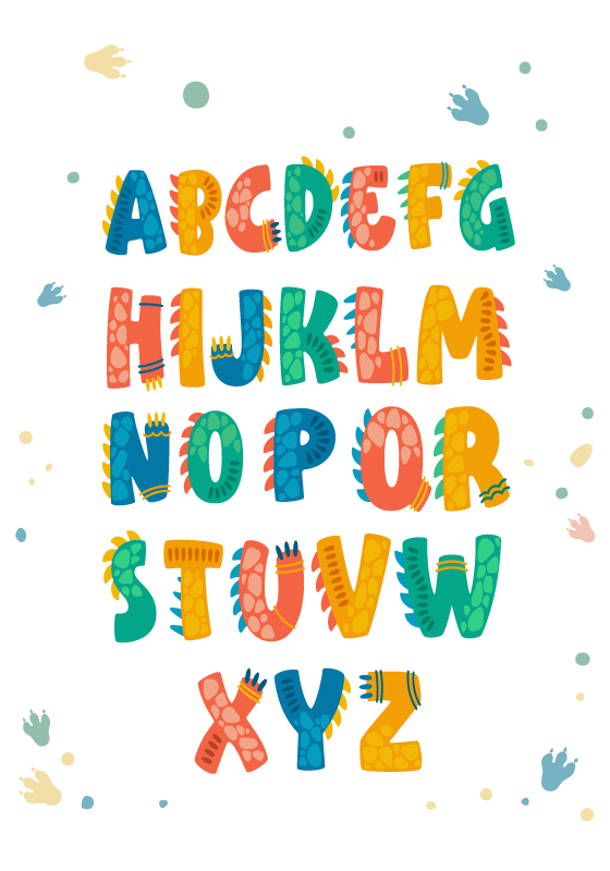 Poster alfabet letters dinosaurus - TenStickers