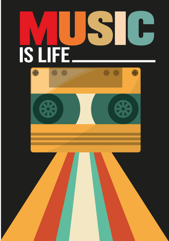 Muziek is life vintage poster - TenStickers
