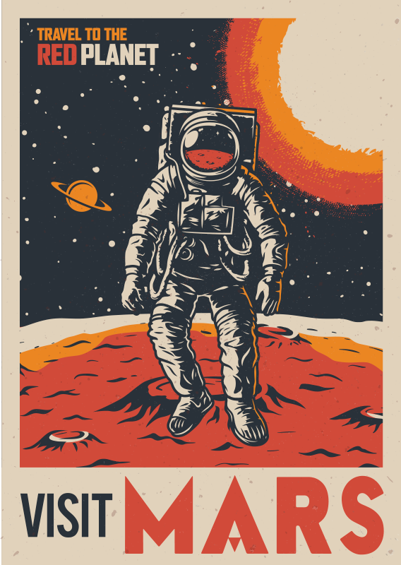 Poster astronaut visit mars - TenStickers