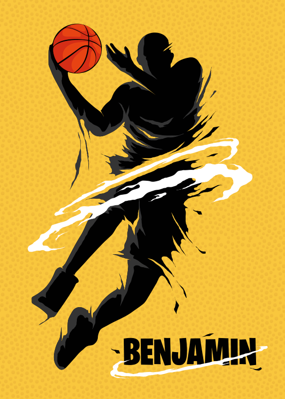 Poster basketbal met eigen naam - TenStickers