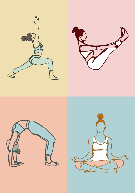 Verschillende poses yoga poster - TenStickers