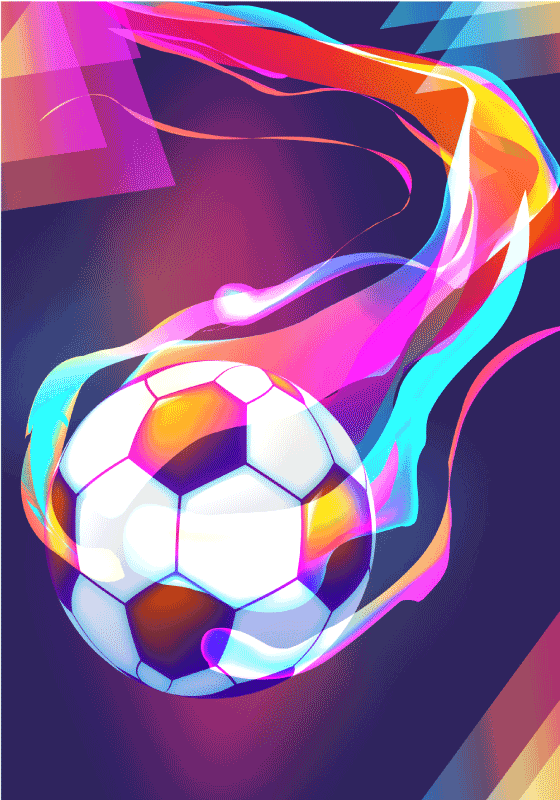 3D poster regenboog voetbal - TenStickers