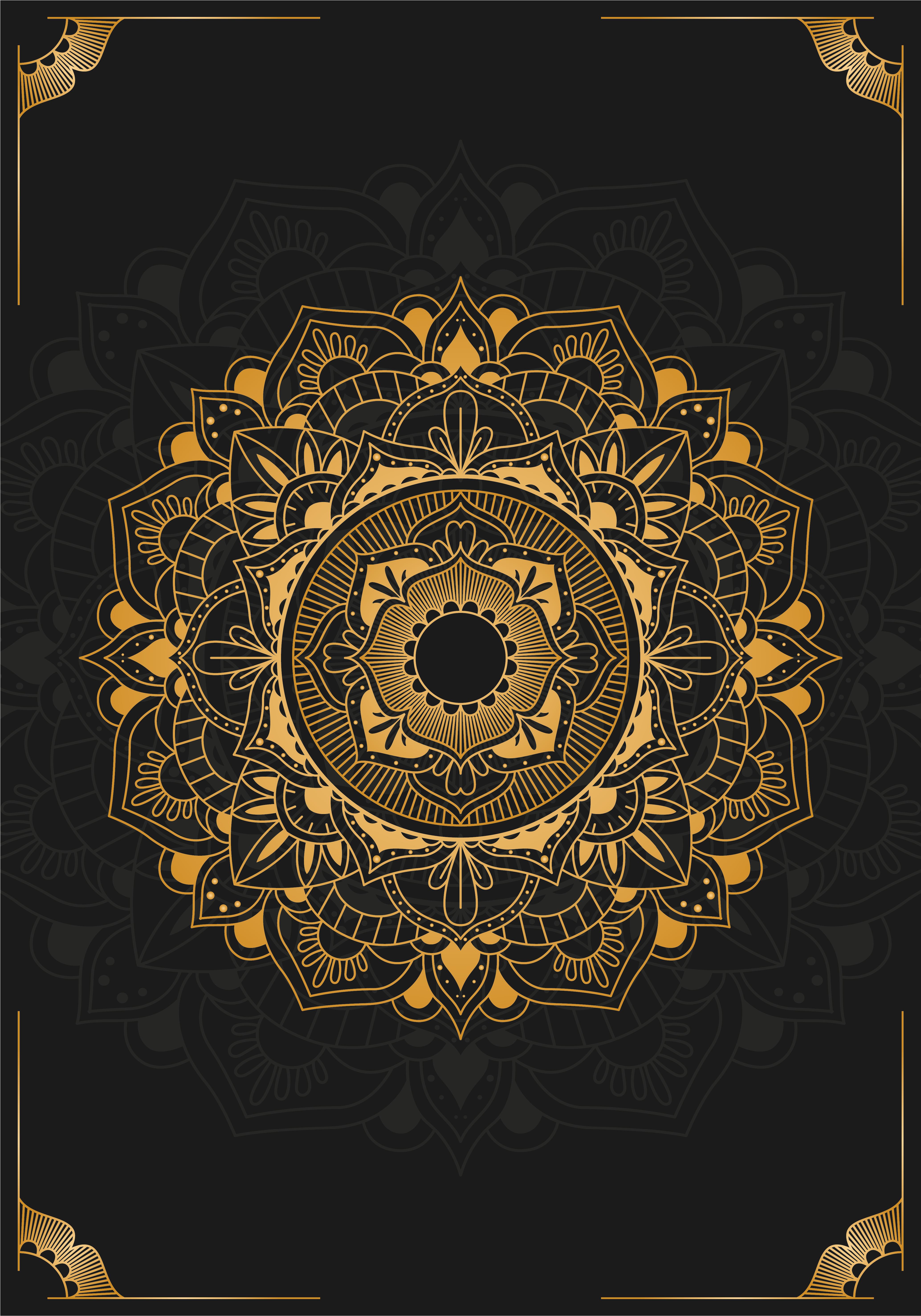 Mandala poster zwart en goud - TenStickers