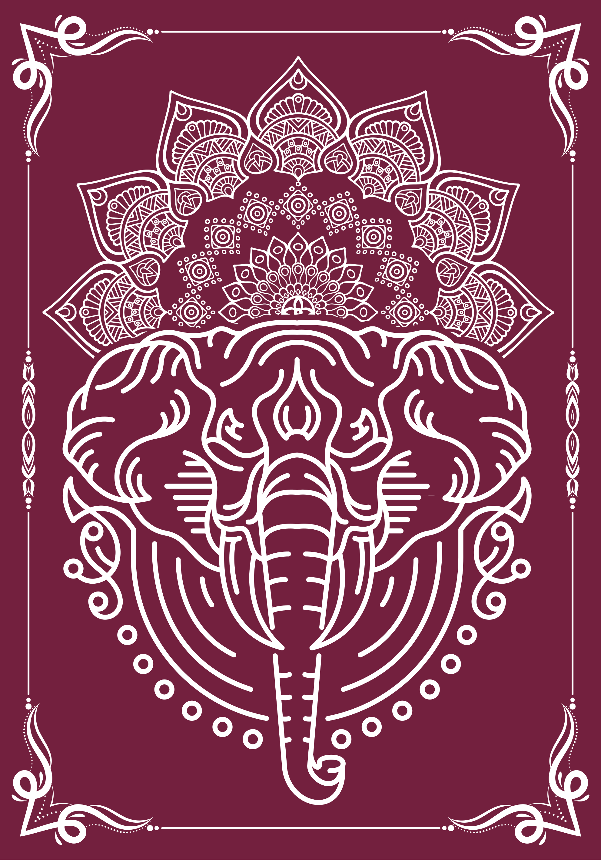 Poster met olifanten mandala - TenStickers