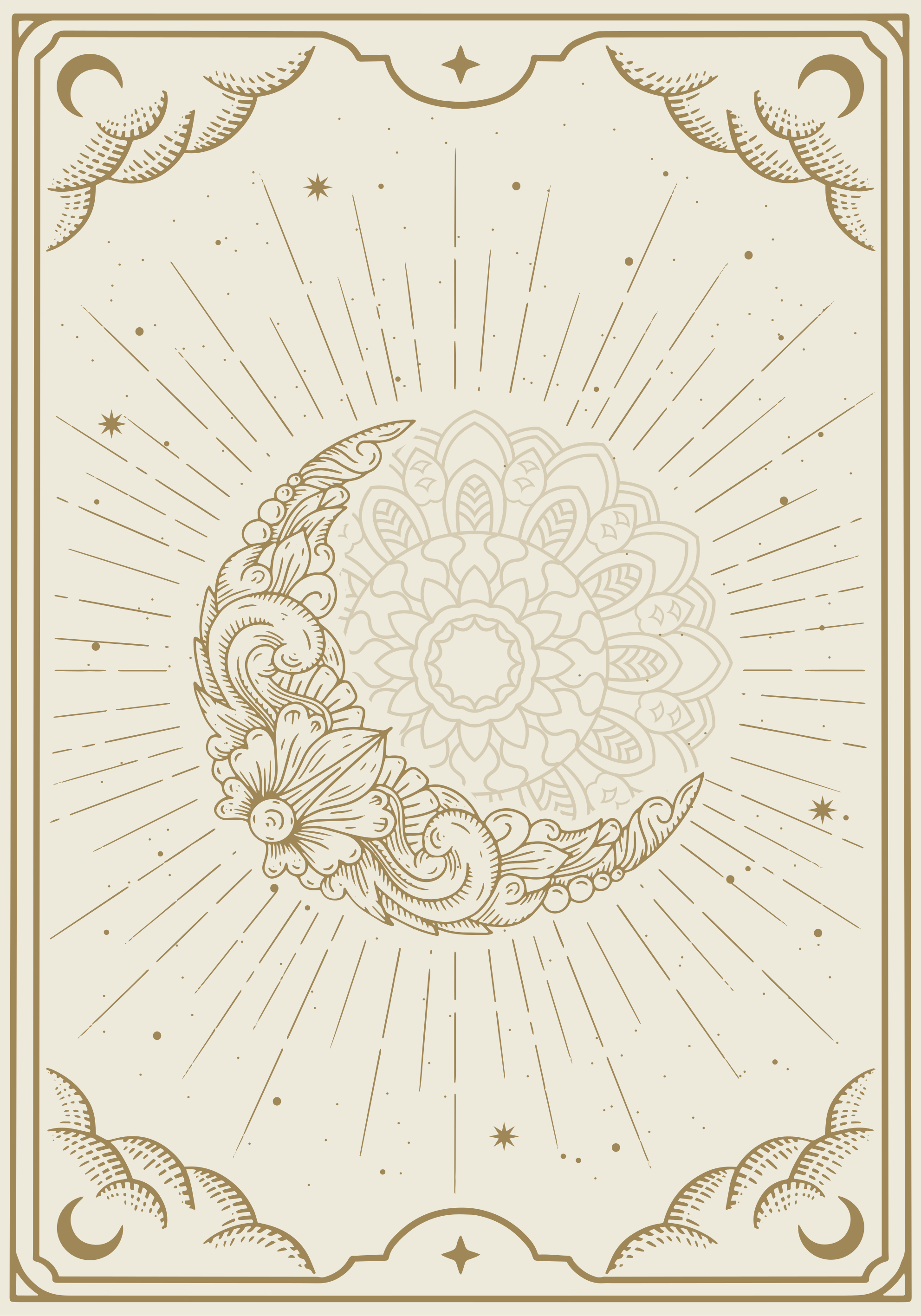 Vintage poster mandala maan - TenStickers