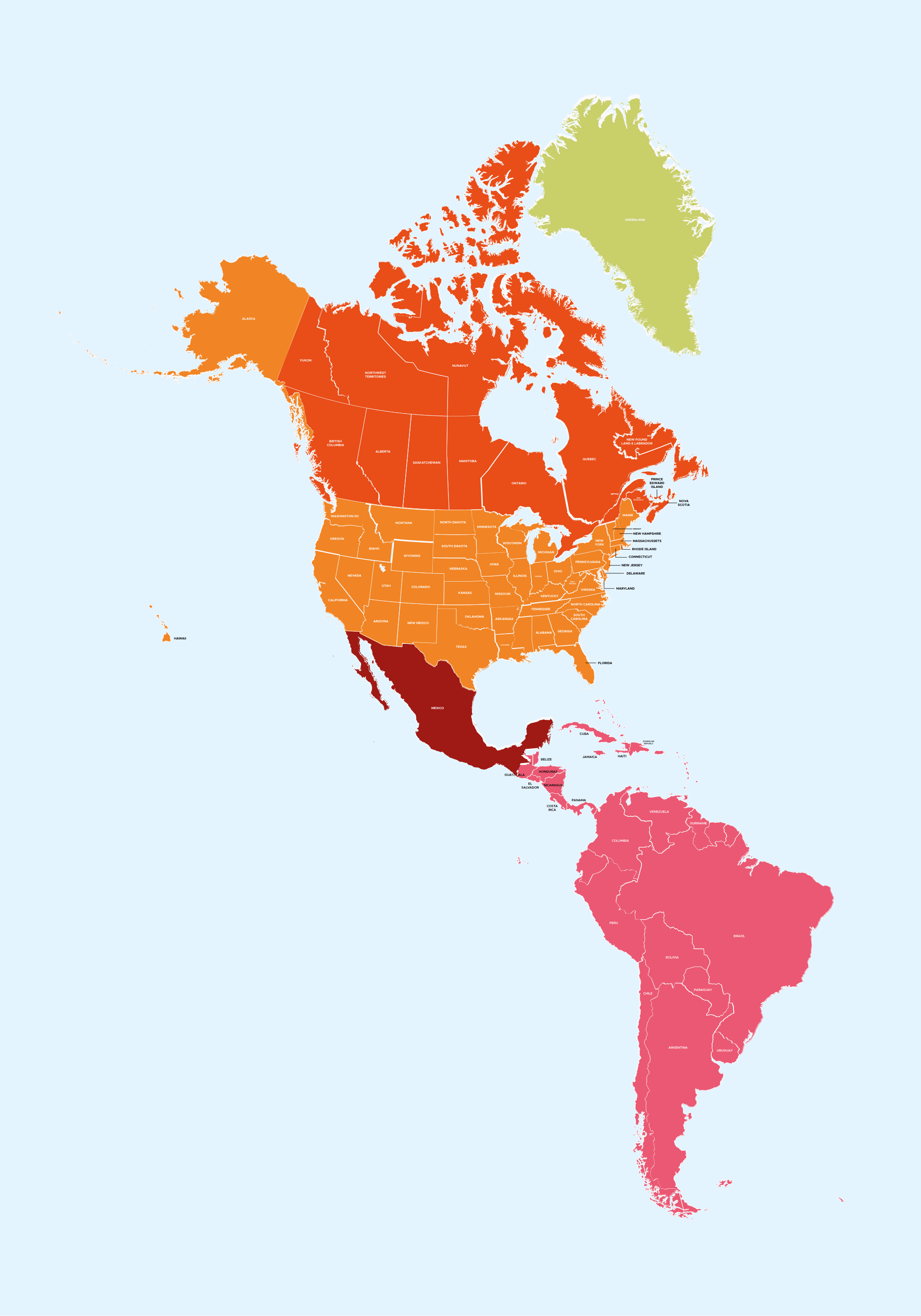 Poster amerika continent kaart - TenStickers
