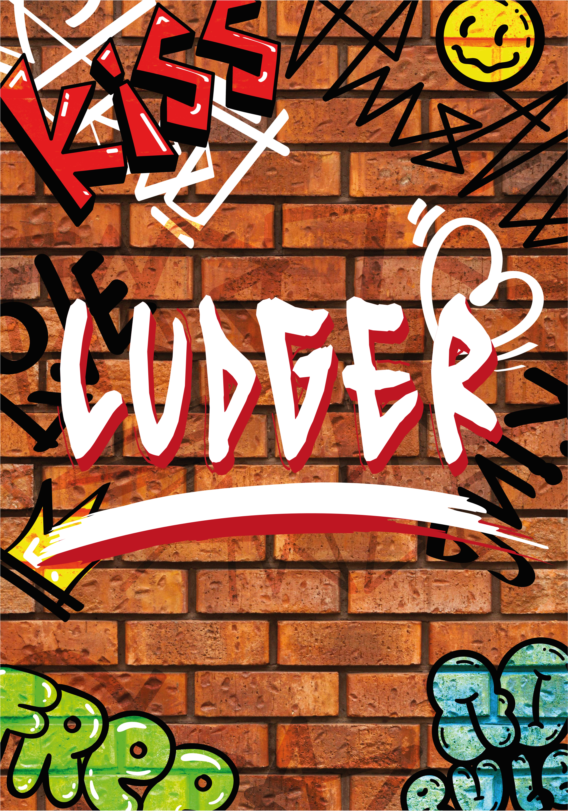 Graffiti op stenen muur poster - TenStickers