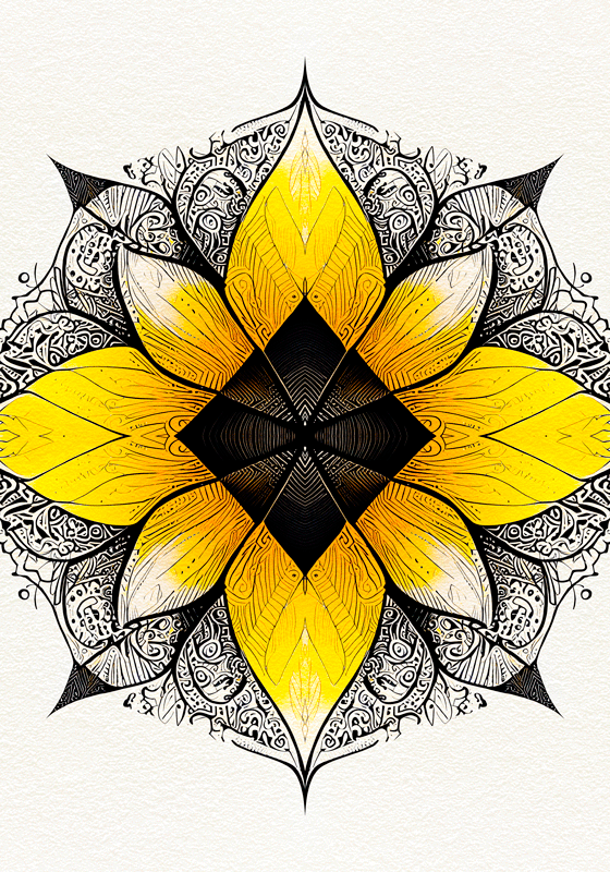 Poster met bloemen mandala - TenStickers