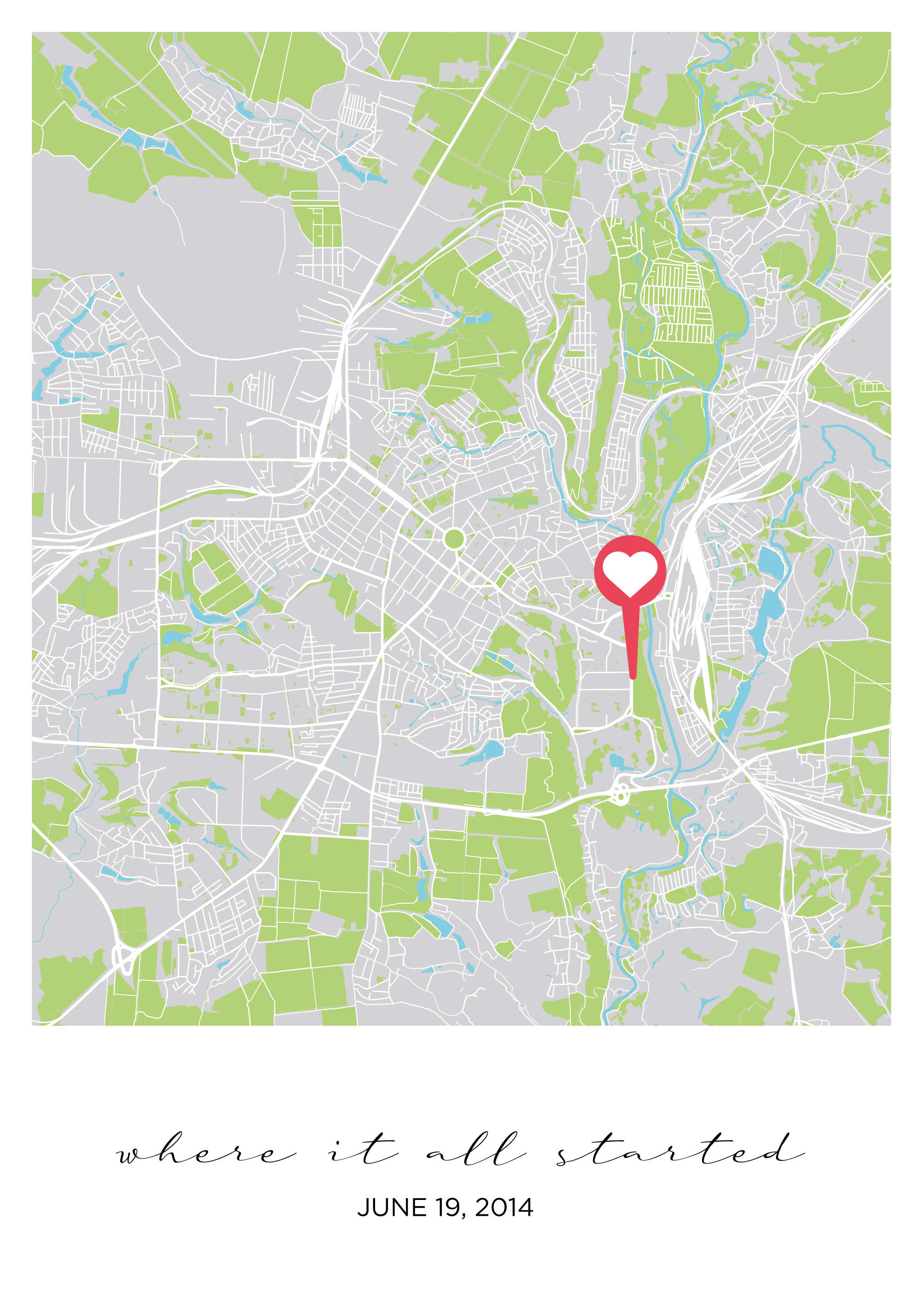 Poster locatie kaart ontmoetingsplaats koppel - TenStickers