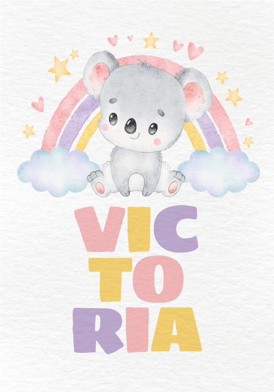 Koala en regenboog kinderkamer poster - TenStickers