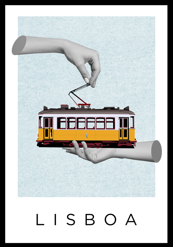 Poster van Lissabon met afbeelding bus - TenStickers