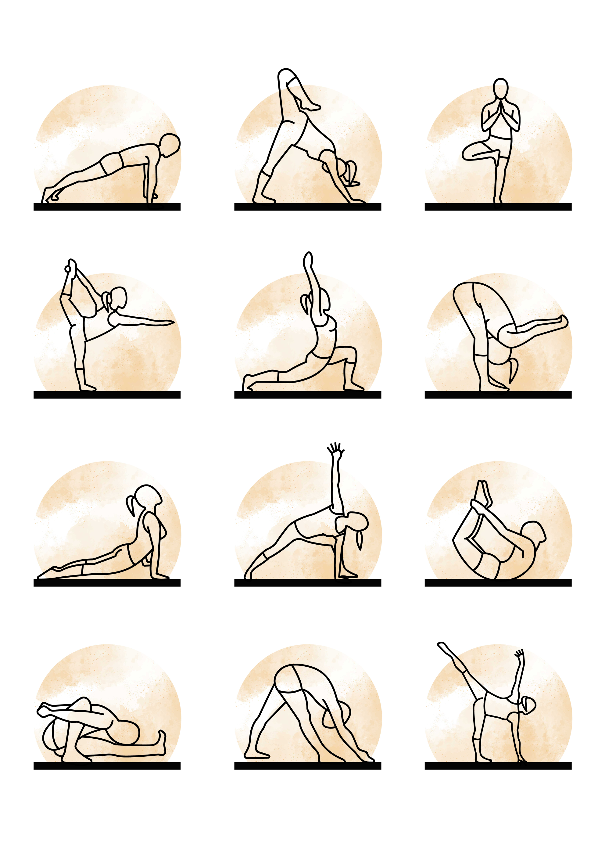 Yoga Houdingen en oefening poster  - TenStickers