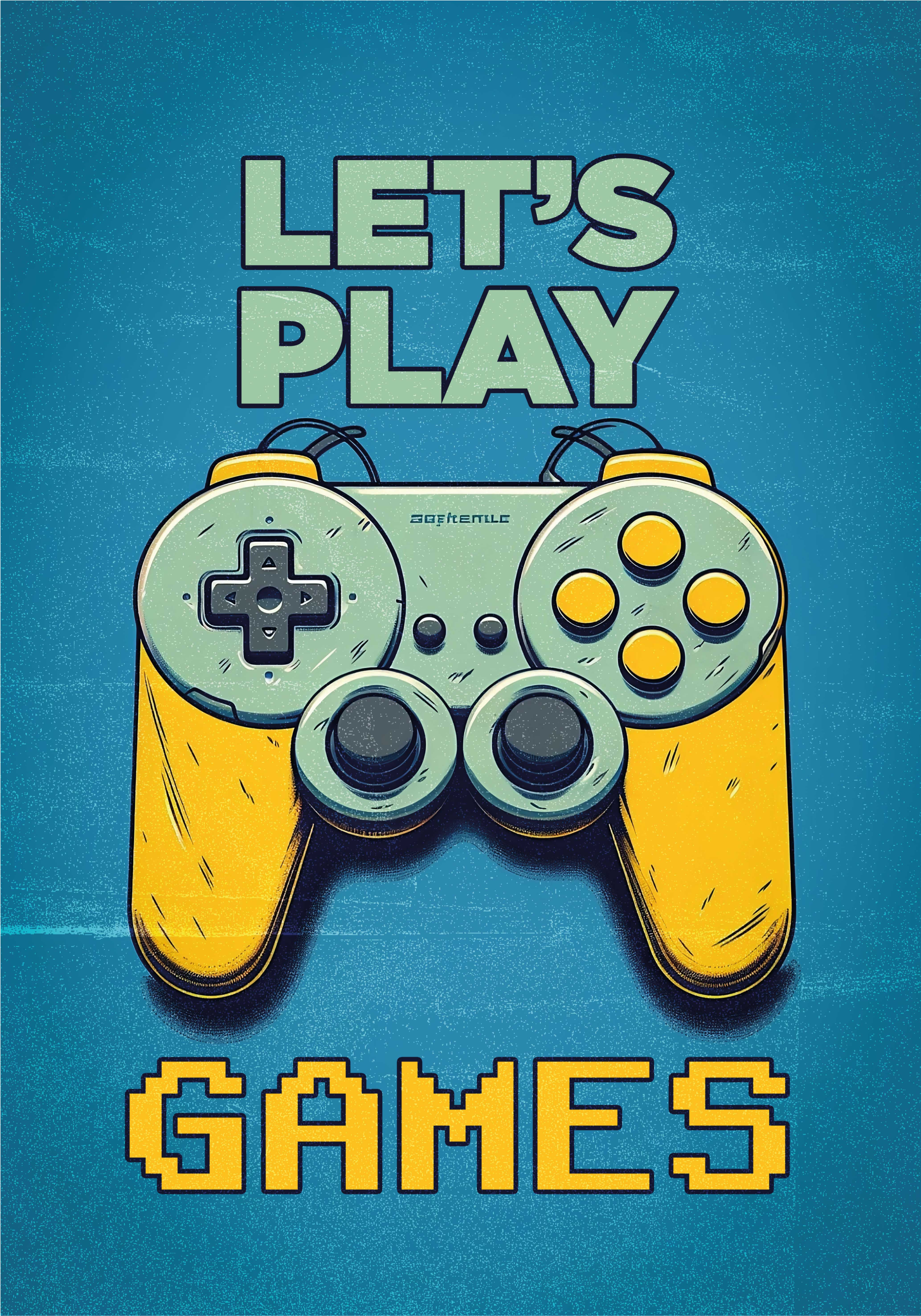 'Let's play games' blauwe poster tienerkamer  - TenStickers