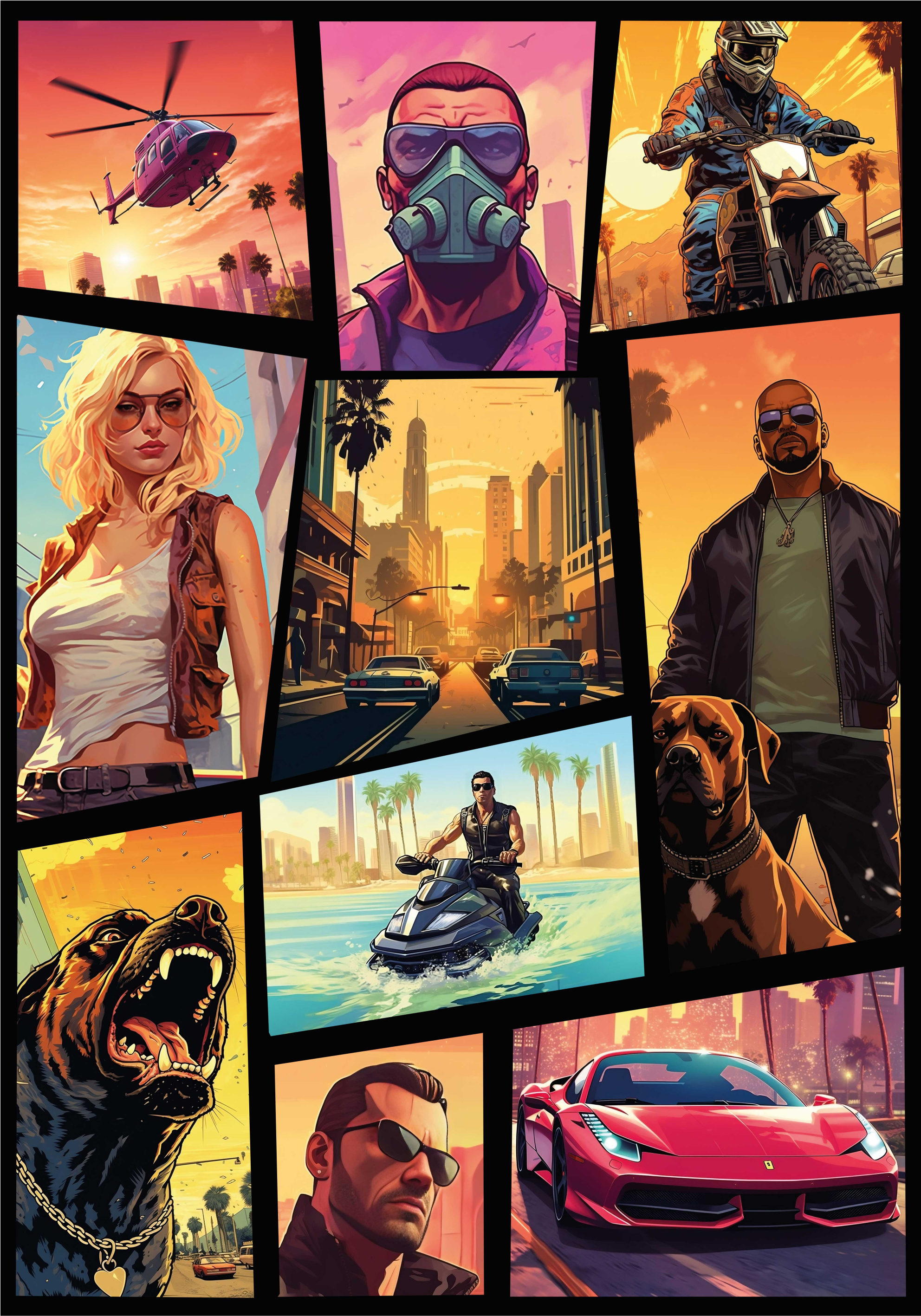 Avontuur en actie collage videospel poster - TenStickers