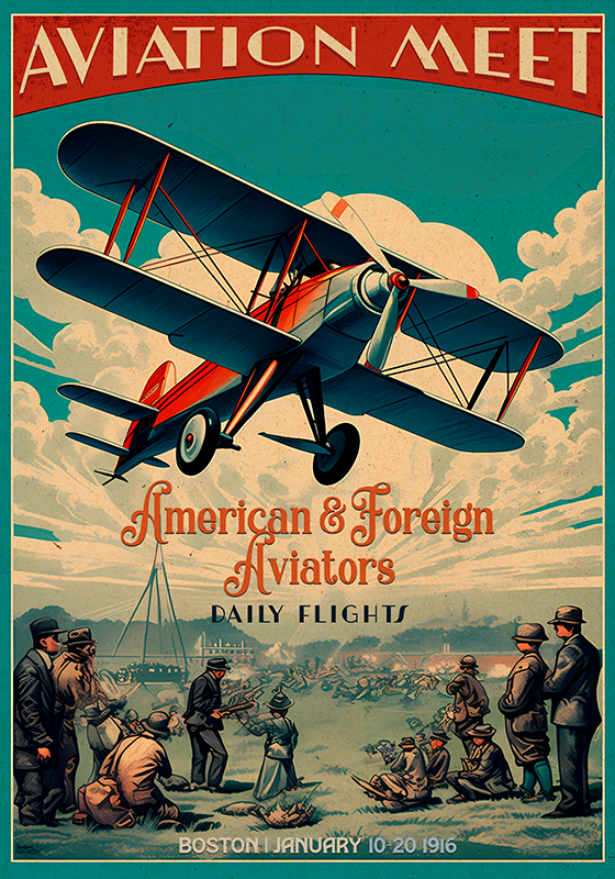 Vintage poster met vliegtuig avation meet - TenStickers