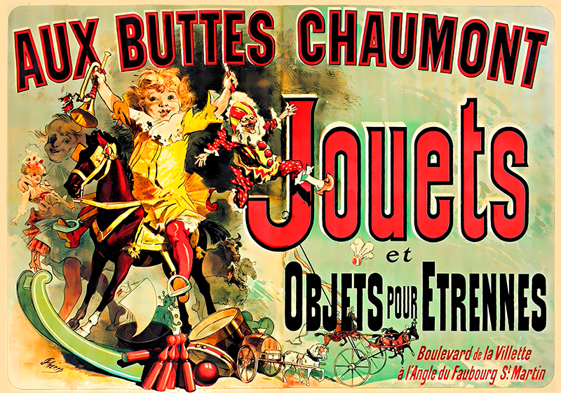 Aux buttes chaumont jouets poster vintage - TenStickers