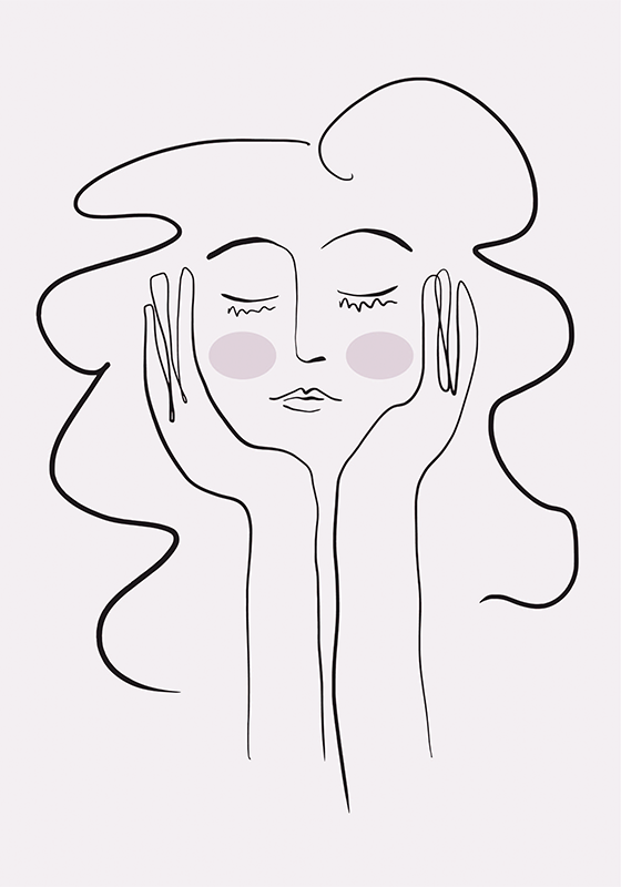 Lijntekening portret van vrouw Minimalistische poster - TenStickers