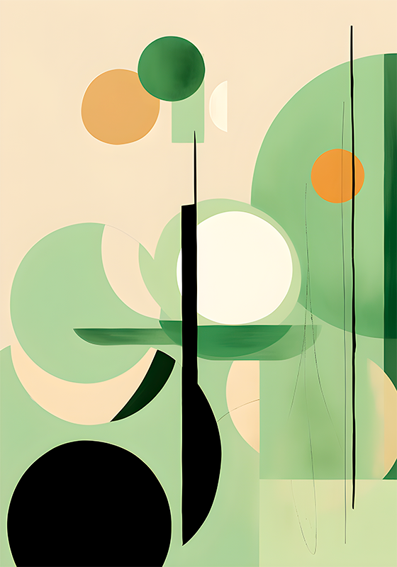 Groene figuren poster abstract - TenStickers