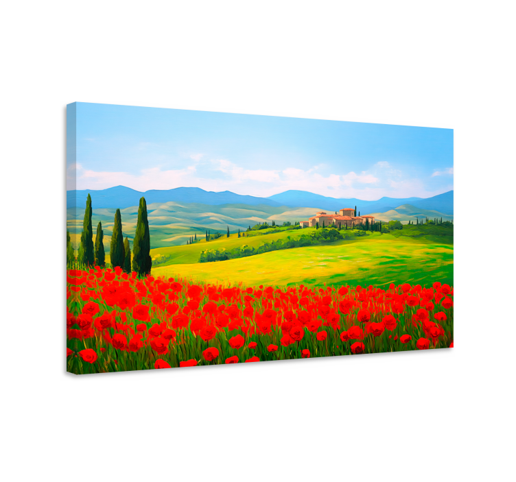 Rode bloemen veld Canvas landschap - TenStickers
