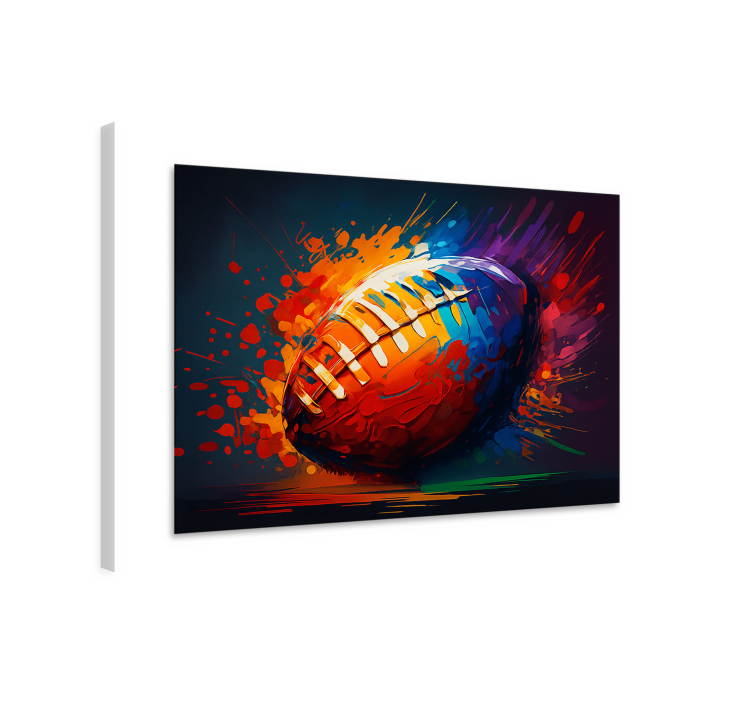 Veelkleurige rugbybal Canvas schilderij sport - TenStickers