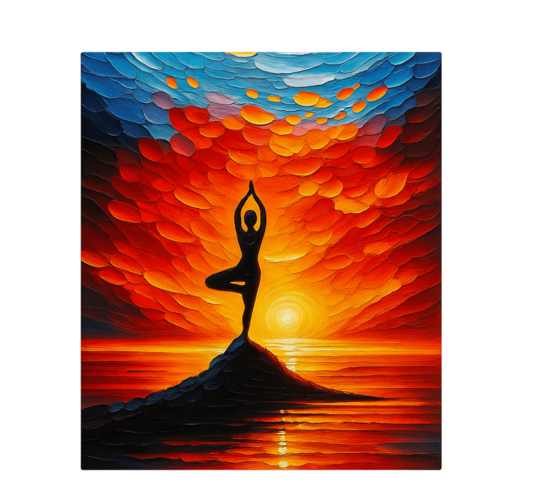 Yogamozaïek met zon Canvas schilderij sport - TenStickers
