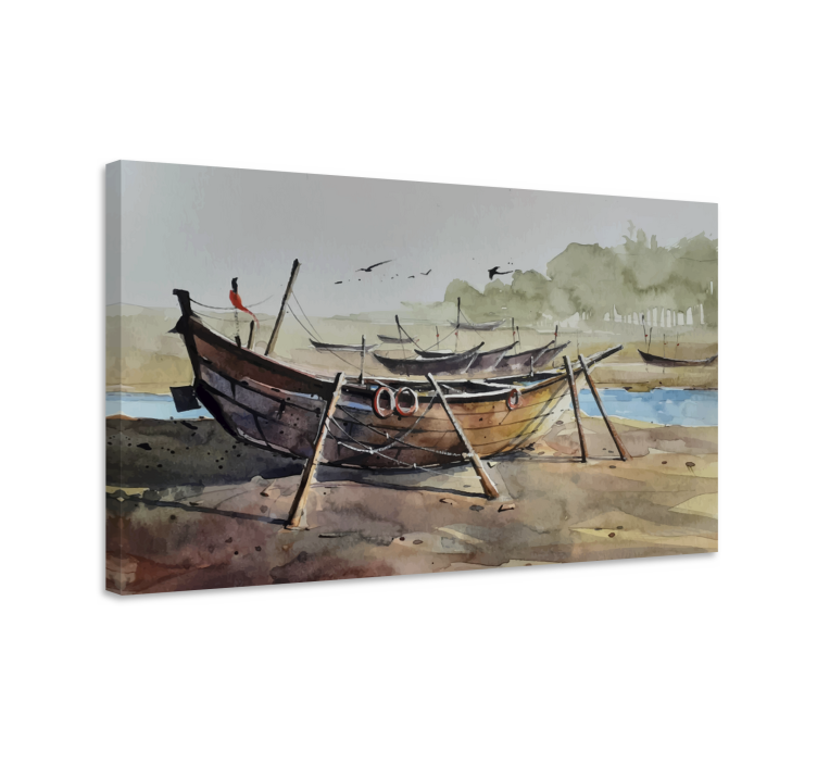 Canvas schilderij boot en de zee  - TenStickers