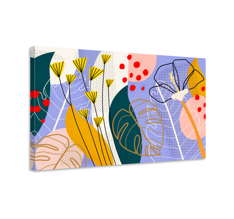 Canvas schilderij bloemen en planten botanische kunstzuil - TenStickers