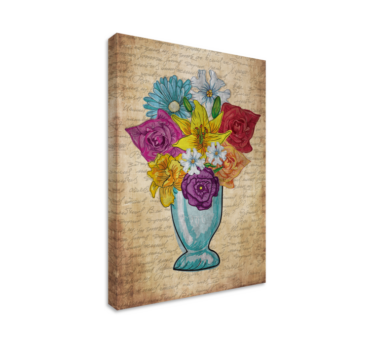 Canvas schilderij bloemen en planten vaasje met bloemen - TenStickers